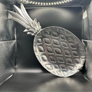 VTG Bruce Cox Cast Aluminum Pineapple Tray Dish Footed #351 Signed
